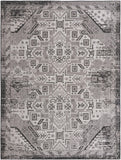 Unique Loom Outdoor Aztec Coba Machine Made Border Rug Charcoal Gray, Ivory/Gray 9' 0" x 12' 0"