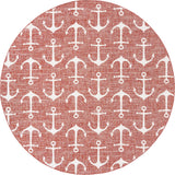 Unique Loom Outdoor Coastal Ahoy Machine Made Solid Print Rug Rust Red, Ivory/Gray 10' 0" x 10' 0"