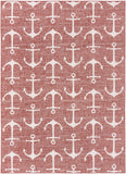 Unique Loom Outdoor Coastal Ahoy Machine Made Solid Print Rug Rust Red, Ivory/Gray 7' 10" x 11' 0"