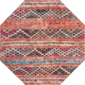 Unique Loom Timeless Andrew Machine Made Geometric Rug Multi, Blue/Gold/Green/Ivory/Rust Red/Pink/Beige/Black/Brown 7' 7" x 7' 7"