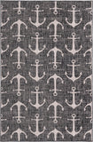 Unique Loom Outdoor Coastal Ahoy Machine Made Solid Print Rug Charcoal, Ivory/Gray 5' 3" x 8' 0"
