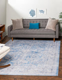 Unique Loom Timeless Thaddeus Machine Made Overdyed Rug Blue, Ivory/Gray 7' 6" x 7' 7"