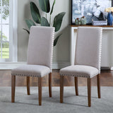 Hearth and Haven Upholstered Dining Chair with Copper Nails, Set of 2