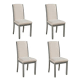 Hearth and Haven Keira Wood Full Back Dining Chairs with Upholstered Cushions, Set of 4, Grey and Beige
