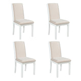 Hearth and Haven Keira Wood Full Back Dining Chairs with Upholstered Cushions, Set of 4, White and Beige