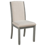 Hearth and Haven Keira Wood Full Back Dining Chairs with Upholstered Cushions, Set of 4, Grey and Beige