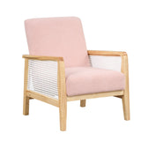 Upholstered Accent Chair with Rattan Mesh Arms