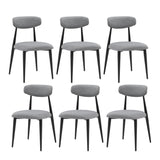 (Set Of 6) Dining Chairs, Upholstered Chairs with Metal Legs For Kitchen Dining Room, Grey
