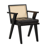 Tulsa Accent Chair with Handcrafted Rattan Backrest and Padded Seat
