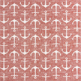 Unique Loom Outdoor Coastal Ahoy Machine Made Solid Print Rug Rust Red, Ivory/Gray 10' 0" x 10' 0"