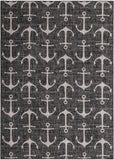 Unique Loom Outdoor Coastal Ahoy Machine Made Solid Print Rug Charcoal, Ivory/Gray 7' 10" x 11' 0"