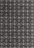Unique Loom Outdoor Coastal Ahoy Machine Made Solid Print Rug Charcoal, Ivory/Gray 10' 0" x 14' 1"
