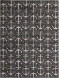 Unique Loom Outdoor Coastal Ahoy Machine Made Solid Print Rug Charcoal, Ivory/Gray 10' 0" x 13' 1"