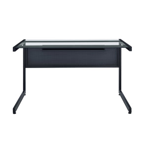 EuroStyle Caesar Desk Black with Clear Tempered Glass Top 27540-BLK