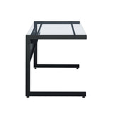 EuroStyle Caesar Desk Black with Clear Tempered Glass Top 27540-BLK