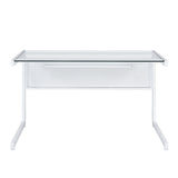 EuroStyle Caesar Desk White with Clear Tempered Glass Top 27540-WHT