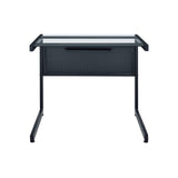 EuroStyle Caesar Desk Black with Clear Tempered Glass Top 27556-BLK
