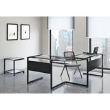 EuroStyle Caesar Desk Black with Clear Tempered Glass Top 27556-BLK