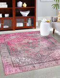 Unique Loom Timeless Peter Machine Made Abstract Rug Pink, Black/Ivory/Light Brown 7' 7" x 10' 6"