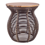 Quito Rattan Side/ End Table w/ Wood Top
