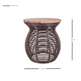 New Pacific Direct Quito Rattan Side/ End Table w/ Wood Top Paloma Brown 17.5 x 17.5 x 19.5