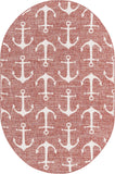 Unique Loom Outdoor Coastal Ahoy Machine Made Solid Print Rug Rust Red, Ivory/Gray 5' 3" x 8' 0"