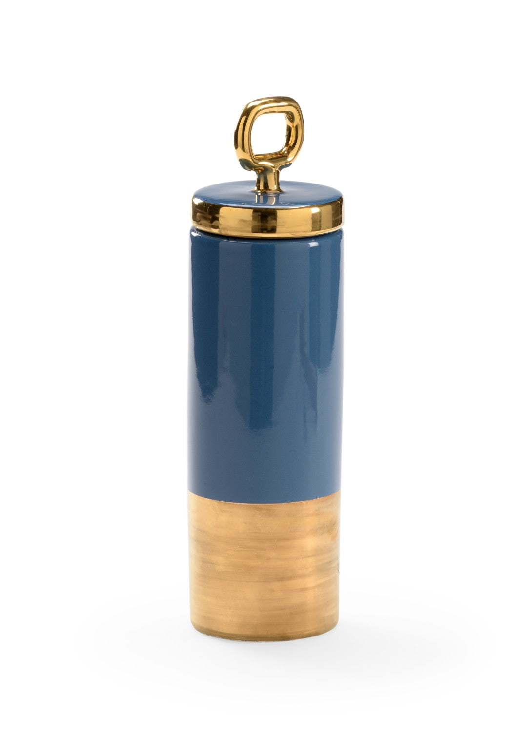 French French Blue Lidded Jar By Claire Bell — Glazed Ceramic With Met