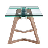 EuroStyle Donar 95" Extension Table Clear Tempered Glass Top and American Walnut Veneer Solid Wood Base 38836CLR-KIT