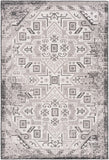 Unique Loom Outdoor Aztec Coba Machine Made Border Rug Charcoal Gray, Ivory/Gray 6' 1" x 9' 0"