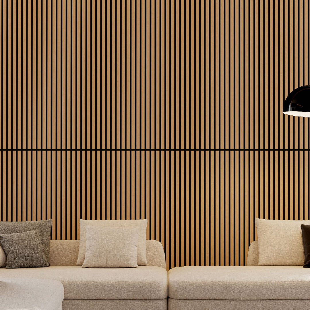 Wood Slat Acoustic Wall Panels Set of 4 Fluted Mdf for Living Room or