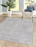 Unique Loom Timeless Peter Machine Made Abstract Rug Gray, Ivory 7' 7" x 10' 6"