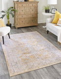 Unique Loom Timeless Thaddeus Machine Made Overdyed Rug Yellow, Ivory/Light Blue/Olive/Violet 8' 4" x 12' 2"
