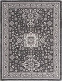 Unique Loom Outdoor Aztec Chalca Machine Made Border Rug Charcoal Gray, Ivory 10' 0" x 13' 0"