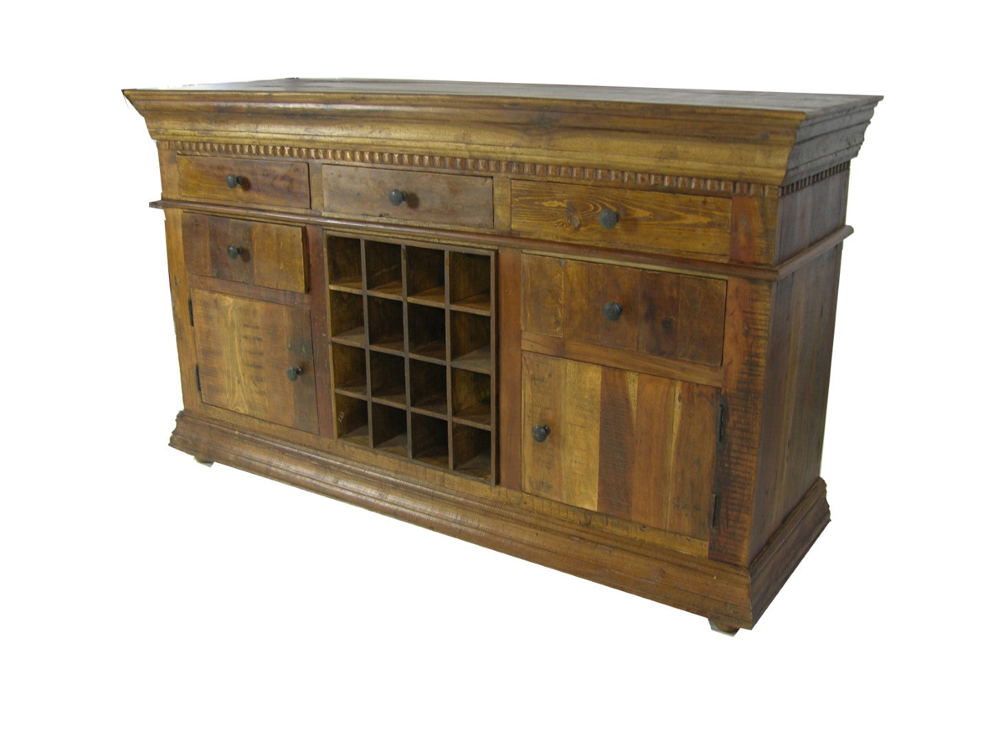 Sedalia Hand-Carved 5-Drawer Wine Buffet - Timeless Solid Wood Design