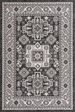 Unique Loom Outdoor Aztec Chalca Machine Made Border Rug Charcoal Gray, Ivory 6' 1" x 9' 0"