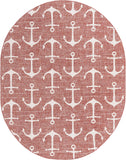 Unique Loom Outdoor Coastal Ahoy Machine Made Solid Print Rug Rust Red, Ivory/Gray 7' 10" x 10' 0"