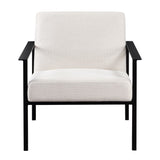 Milano Oatmeal White Stationary Metal Accent Chair