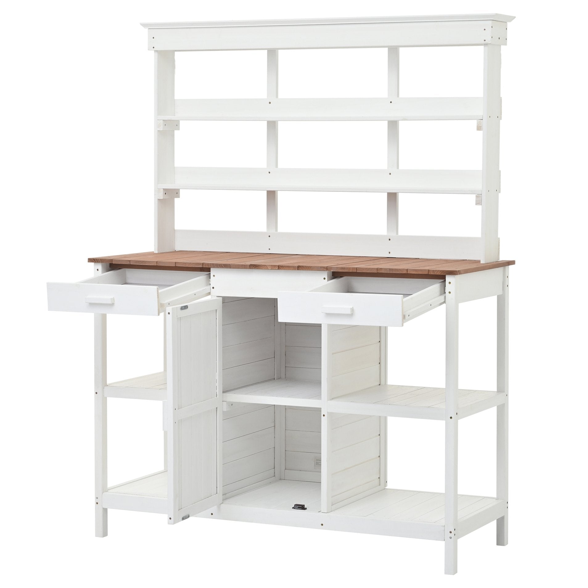Topmax 66" Wooden Potting Bench With 36" Counter Height, 2 Drawers, Ca