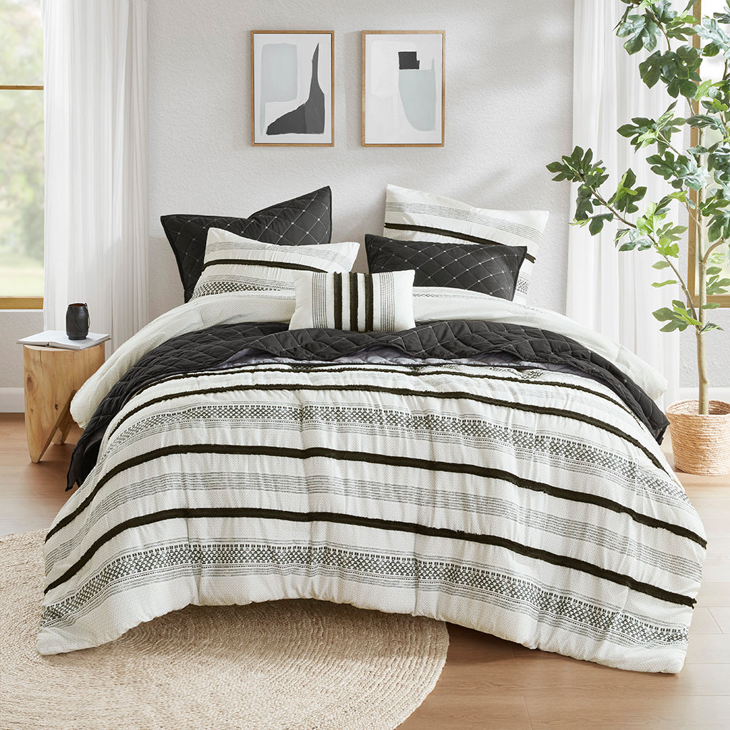 Outlet Brand New! Madison Park Stripe Microfiber Comforter Set