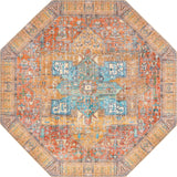 Unique Loom Timeless Peter Machine Made Abstract Rug Rust Red, Blue/Green/Gold/Olive/Orange/Yellow/Light Blue/Light Green/Light Brown/Ivory 7' 7" x 7' 7"