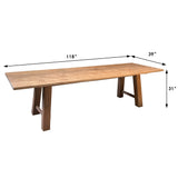 Lilys Approx. 112-118 Inches Long Dining Table Reclaimed Teak Wood Weathered Natural 9197NA-L
