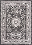 Unique Loom Outdoor Aztec Chalca Machine Made Border Rug Charcoal Gray, Ivory 7' 1" x 10' 0"