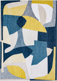 Louis de Pootere Gallery Shapes 100% PET Poly Mechanically Woven Jacquard Flatweave Abstract Rug Duck Song 7'10"