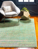 Unique Loom Austin Muse Machine Made Abstract Rug Green, Beige/Light Blue/Olive/Orange/Red/Yellow 10' 0" x 13' 1"