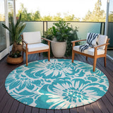 Addison Rugs Chantille ACN551 Machine Made Polyester Transitional Rug Teal Polyester 8' x 8'