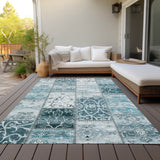 Addison Rugs Chantille ACN566 Machine Made Polyester Transitional Rug Teal Polyester 10' x 14'
