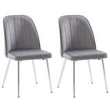 Noelle Velvet Channel Tufted Side Chair in Dark Grey - Set of 2
