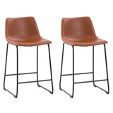 Modern Mid Back Counter Height Brown Distressed Barstool - Set of 2
