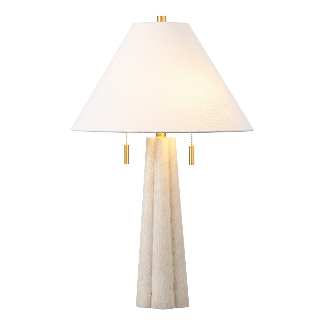 Irena, 26-Inch White Washed Resin Table Lamp With Elegant Gold Accents