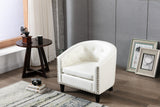 Hearth and Haven Ellie PU Leather Tufted Barrel Chair, White